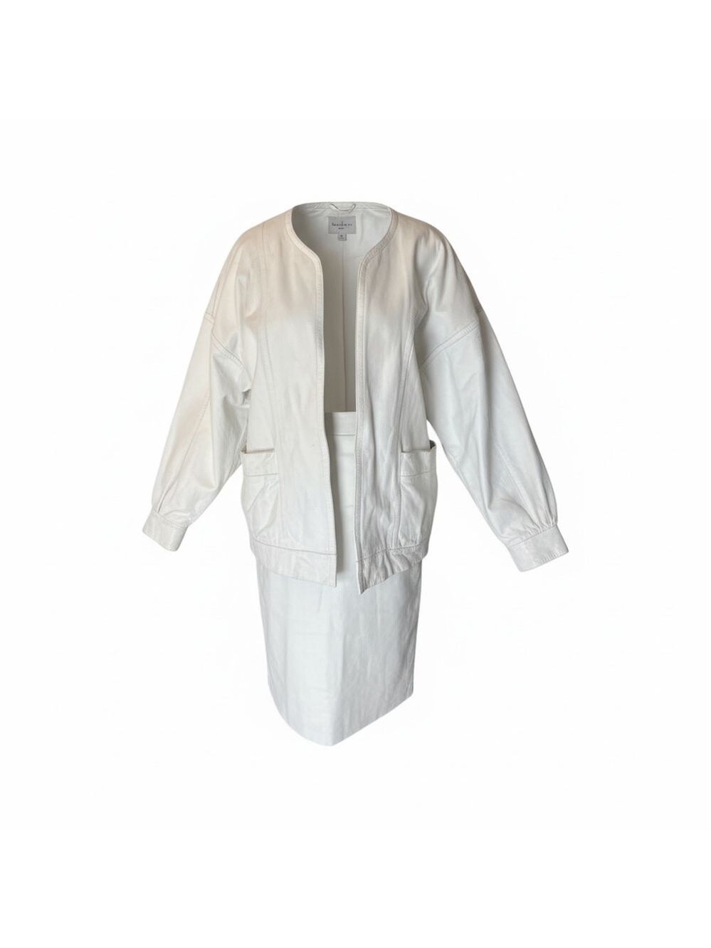 Vintage Wilson Leather white leather skirt set Zip front Jacket size Medium